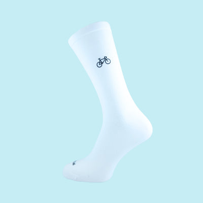 Fietssokken met borduur - Fietsjes print - Wit - Maat 39 tot 45+