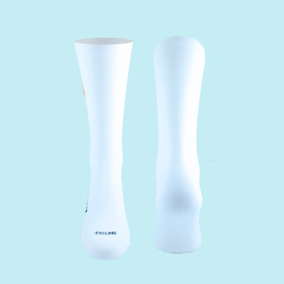 Fietssokken met borduur - Vlammen print - Wit - Maat 39 tot 45+