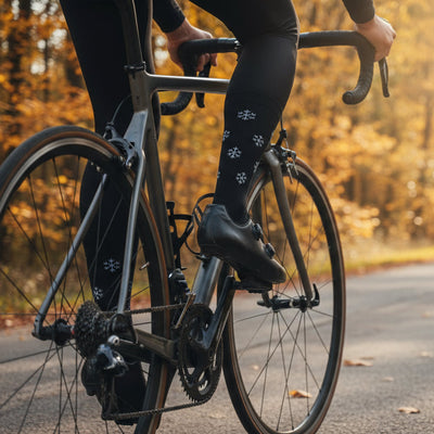 Fietssokken Merino - Sneeuwvlok print - Zwart - Maat 39 tot 45+