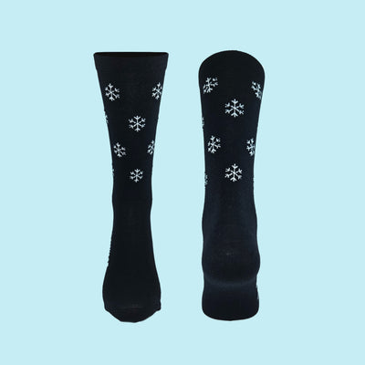 Fietssokken Merino - Sneeuwvlok print - Zwart - Maat 39 tot 45+