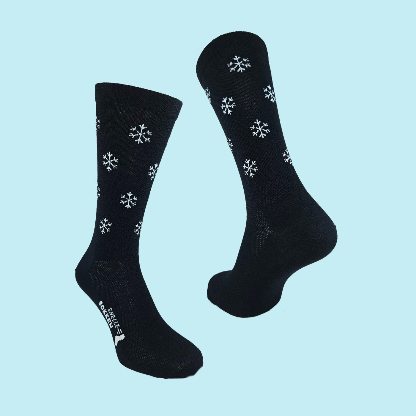 Fietssokken Merino - Sneeuwvlok print - Zwart - Maat 39 tot 45+