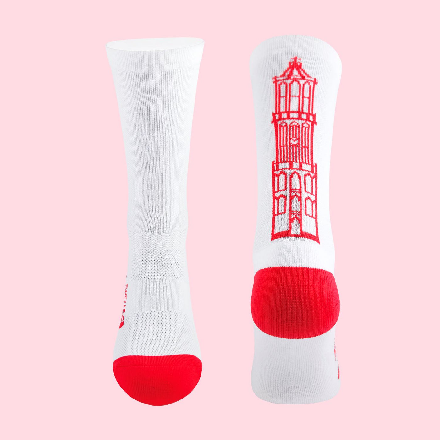Hardloopsokken stadstoren - Utrecht print - Wit/Rood - Maat 39 tot 45+