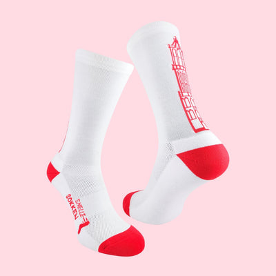 Hardloopsokken stadstoren - Utrecht print - Wit/Rood - Maat 39 tot 45+