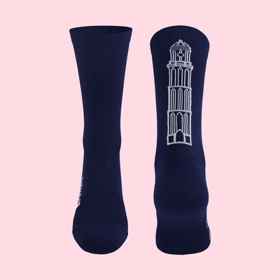 Hardloopsokken stadstoren - Zwolle print - Blauw/Wit- Maat 39 tot 45+