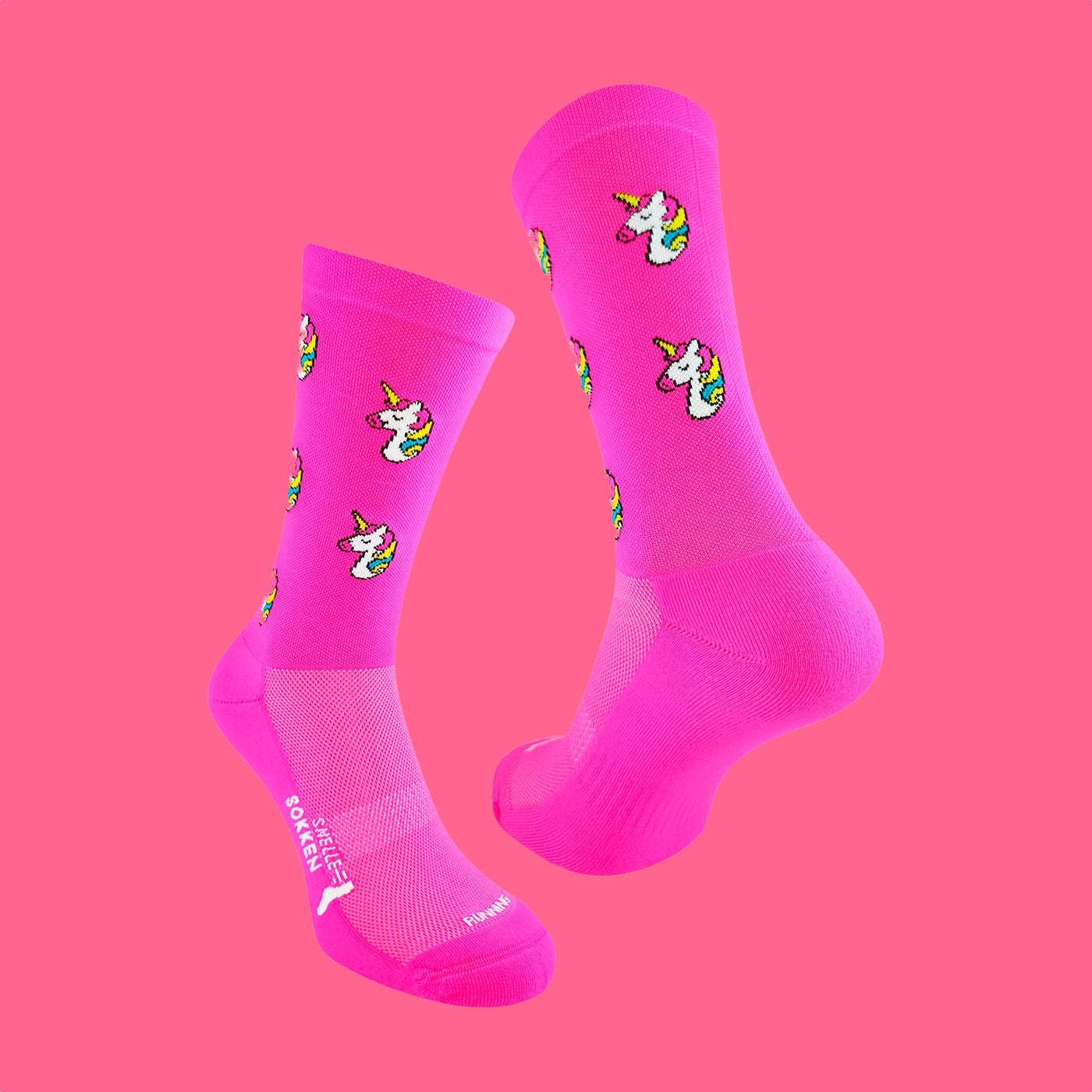 Hardloopsokken voor de kleine maatjes - Eenhoorn print - Neon roze - Maat 35 tot 38