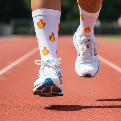 Hardloopsokken - Vlammen print - Wit- Maat 39 tot 45+