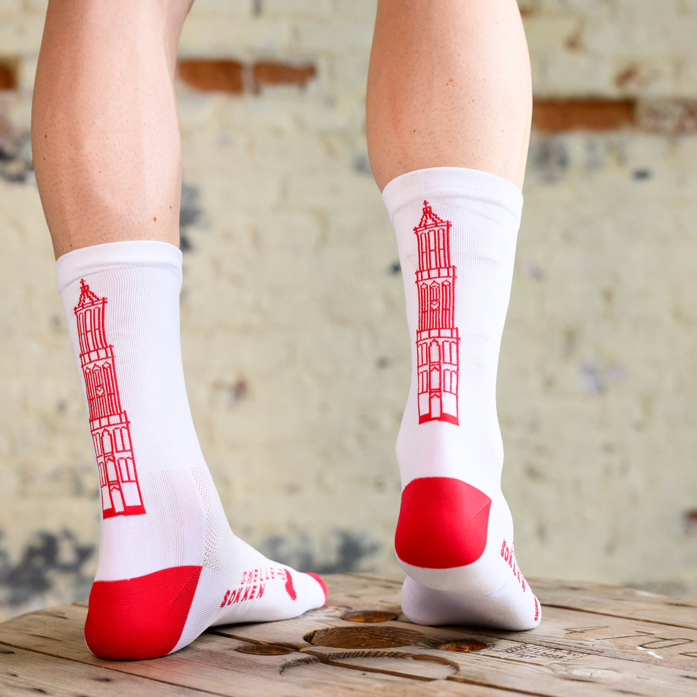 Fietssokken - Utrecht Print - Rood/Wit - Maat 39 tot 45+