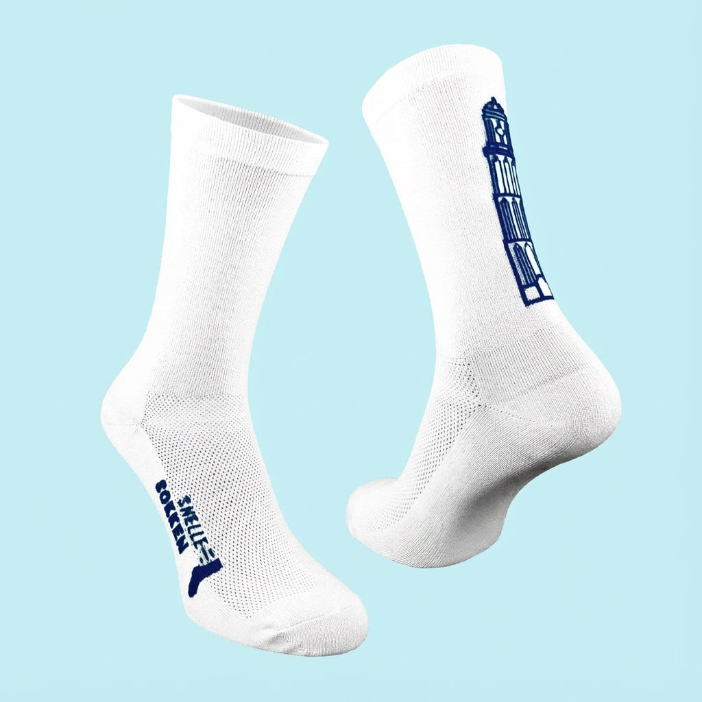 Fietssokken - Zwolle Print - Wit/Blauw - Maat 39 tot 45+