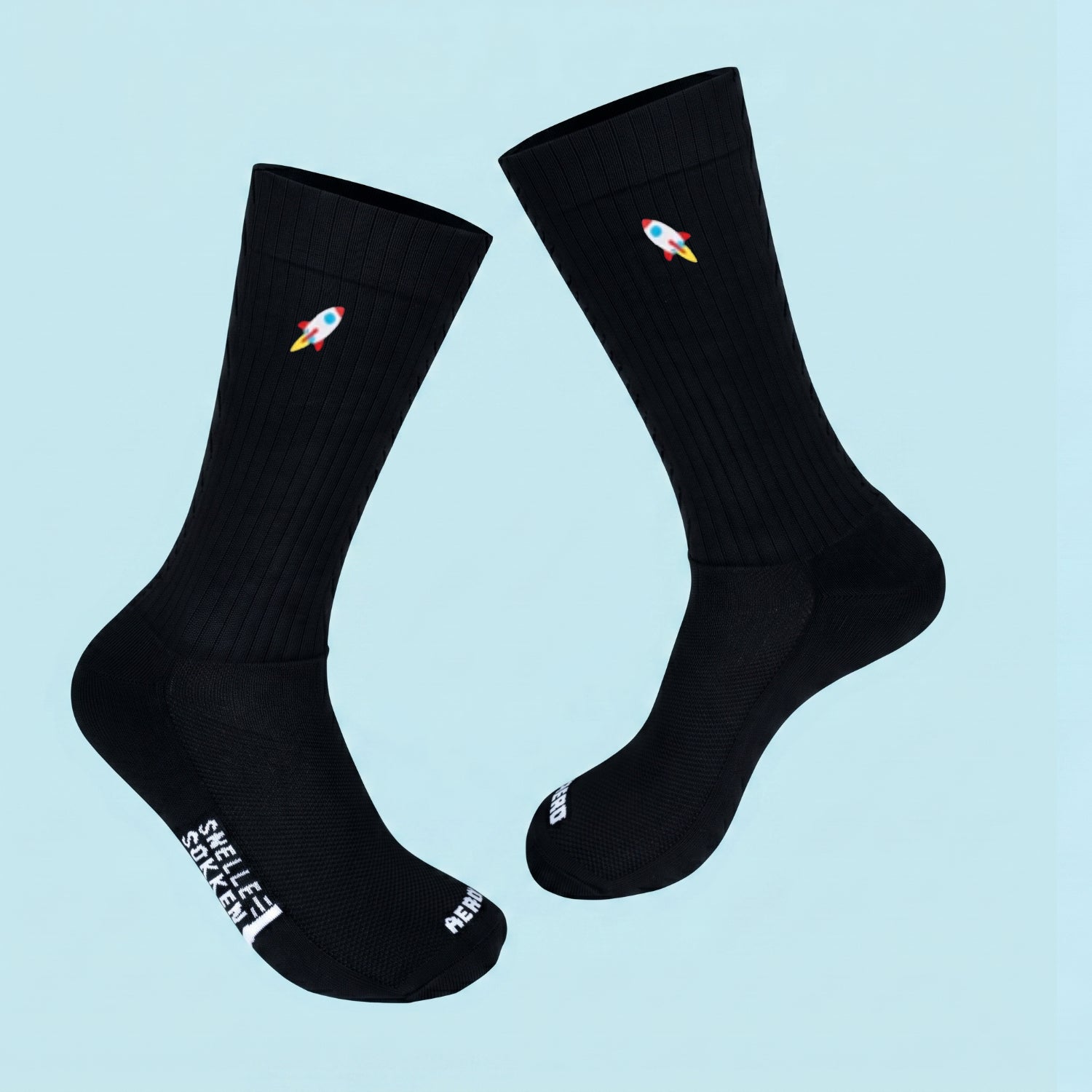 Aero fietssokken - Raket print - Zwart
