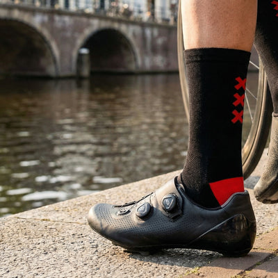 Fietssokken - Amsterdam Print - Zwart/Rood - Maat 39 tot 45+
