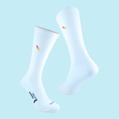 Fietssokken met borduur - IJsjes print - Wit - Maat 39 tot 45+