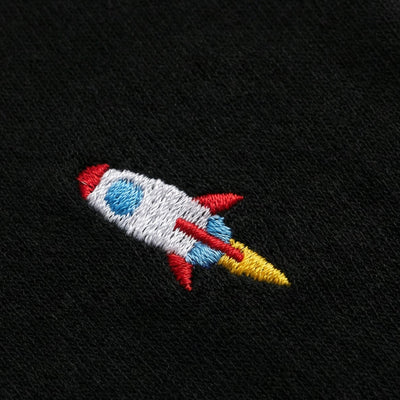 Fietssokken met borduur - Raket print - Zwart - Maat 39 tot 45+