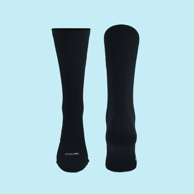 Fietssokken met borduur - Vlammen print - Zwart - Maat 39 tot 45+