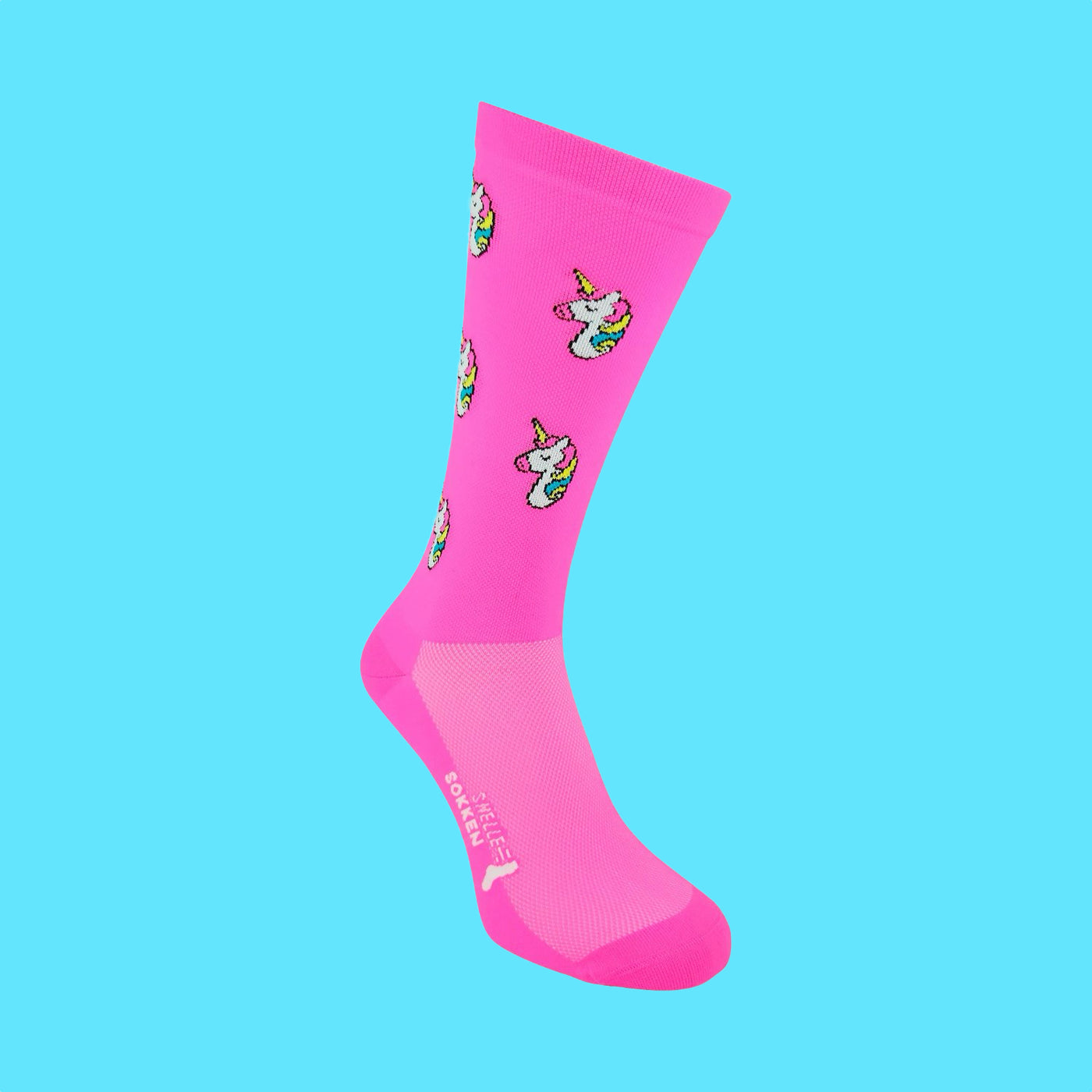 Fietssokken voor de kleine maatjes - Eenhoorn print - Neon roze - Maat 35 tot 38