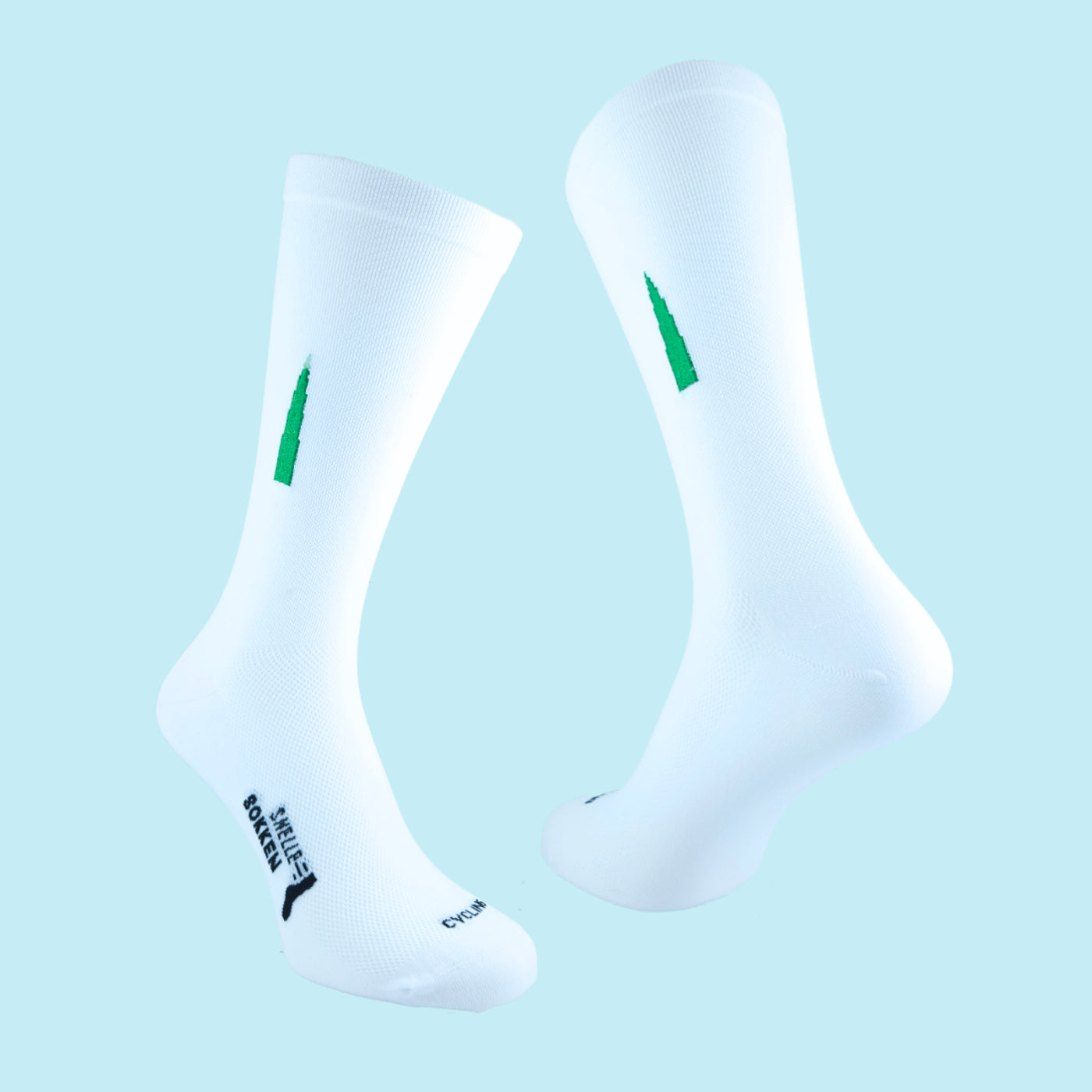 Fietssokken met borduur - Groningen Print - Groen/Wit - Maat 39 tot 45+