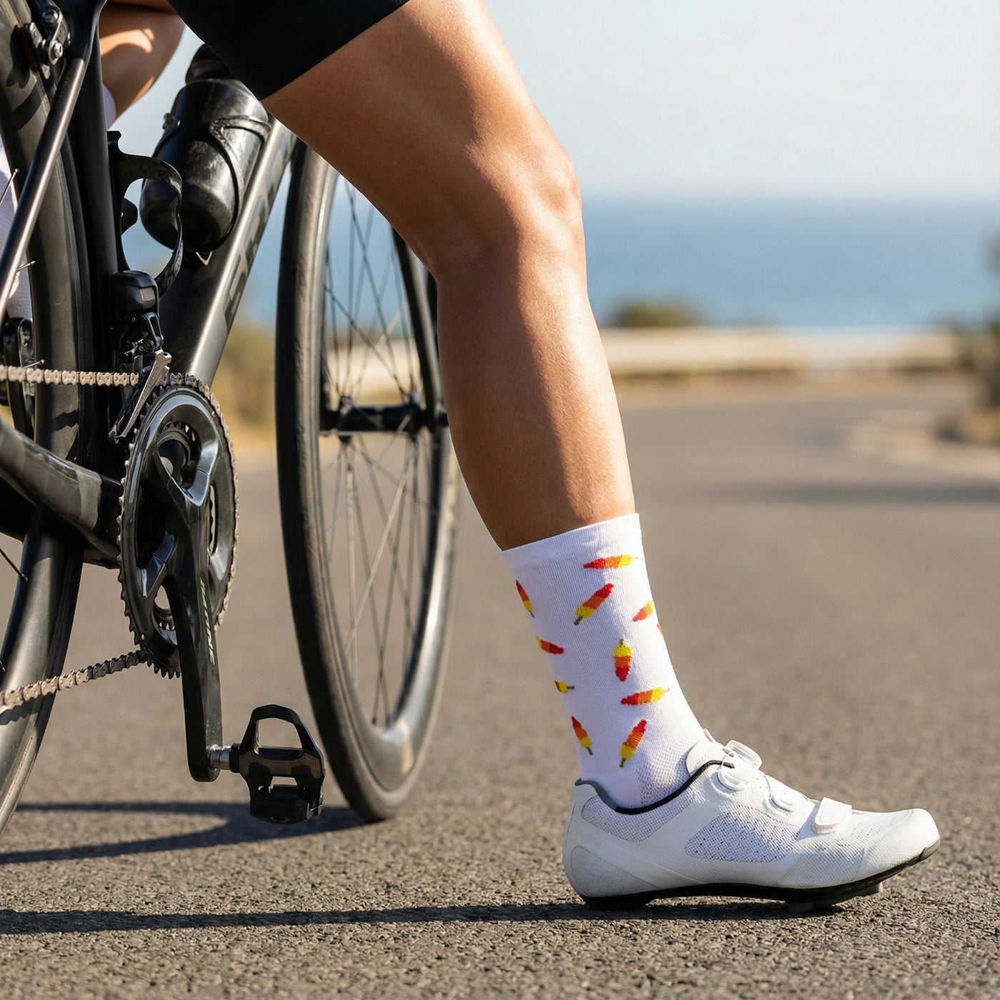 Fietssokken voor de kleine maatjes - IJsjes print - Wit - Maat 35 tot 38