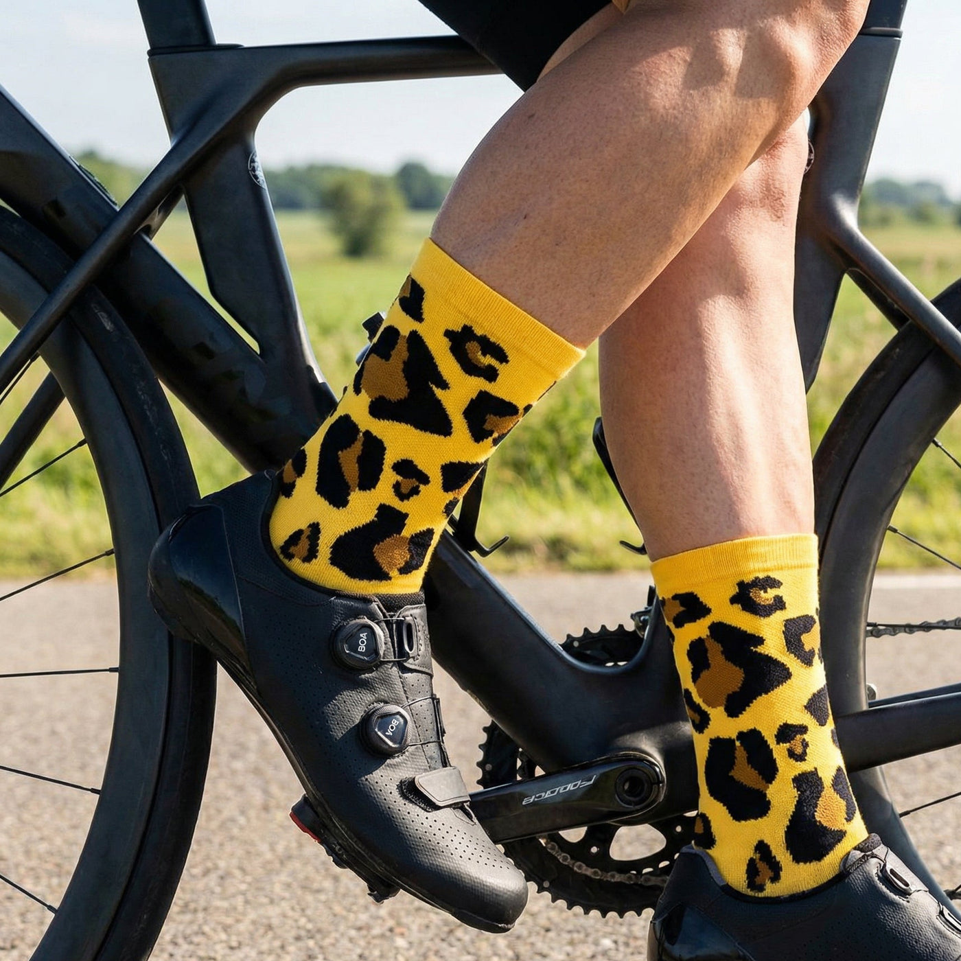 Fietssokken - Panter print - Geel - Maat 39 tot 45+