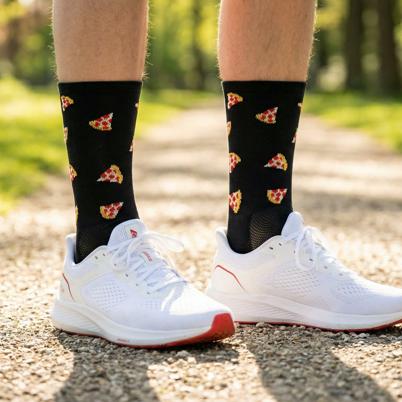 Hardloopsokken - Pizza print - Zwart - Maat 39 tot 45+