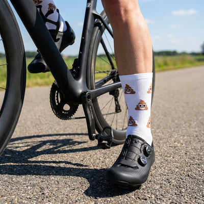 Fietssokken - Poop emoji print - Wit - Maat 39 tot 45+