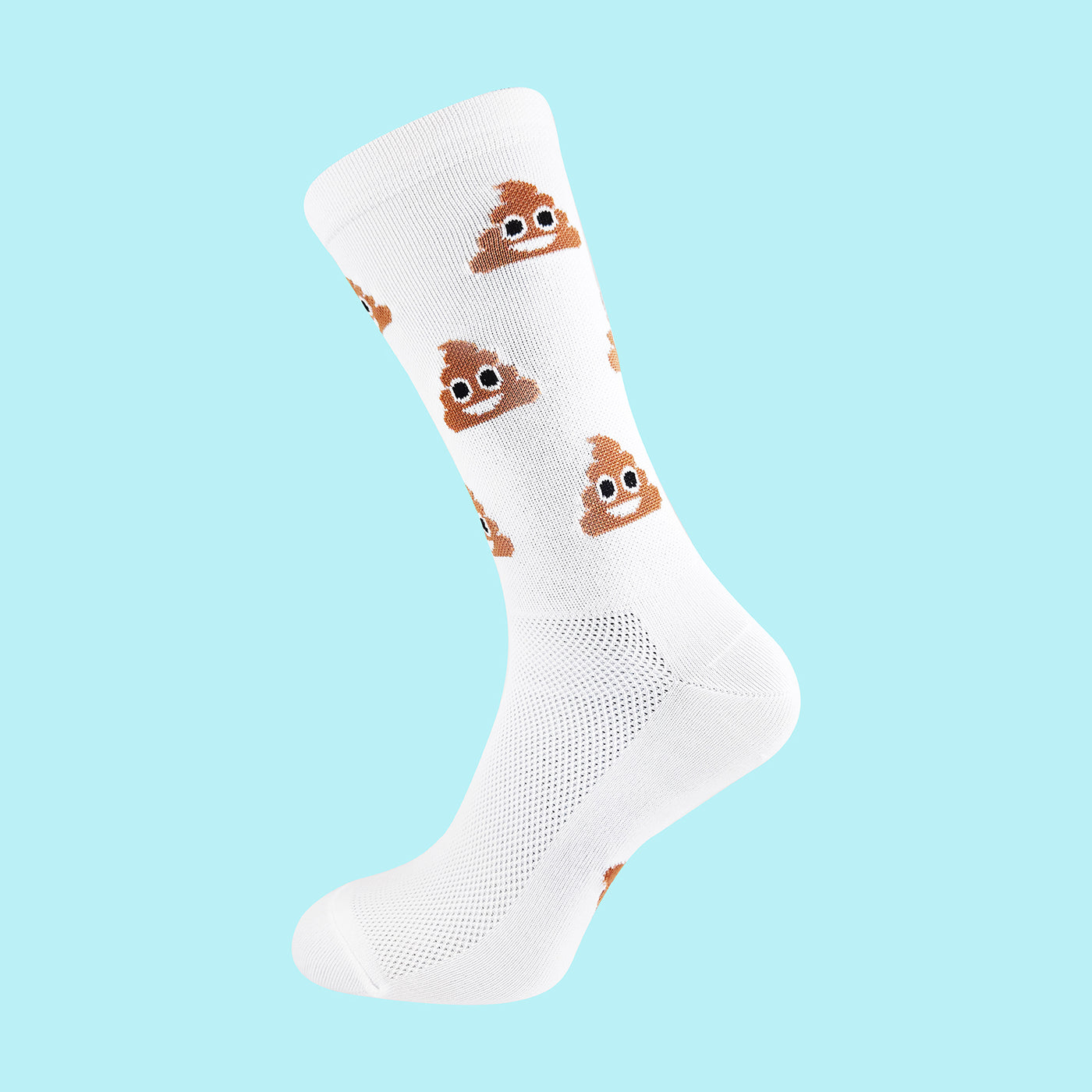 Fietssokken - Poop emoji print - Wit - Maat 39 tot 45+