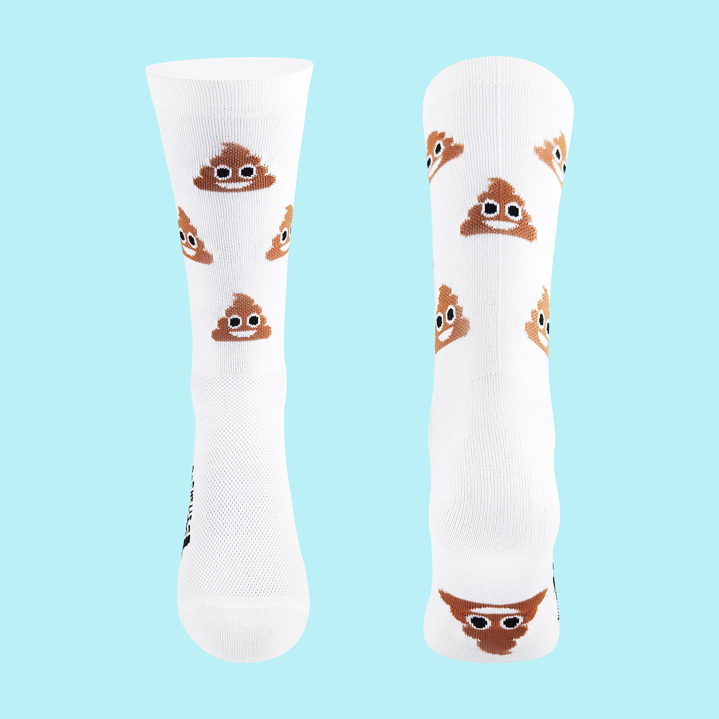 Fietssokken - Poop emoji print - Wit - Maat 39 tot 45+