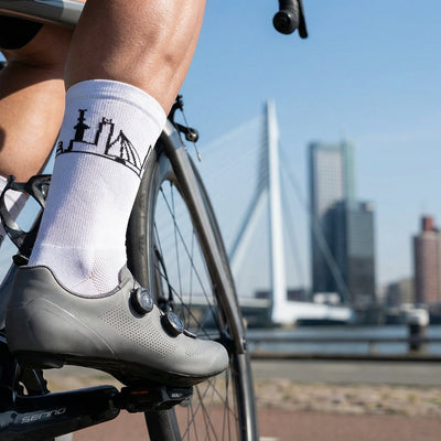 Fietssokken - Rotterdam Print - Wit - Maat 39 tot 45+