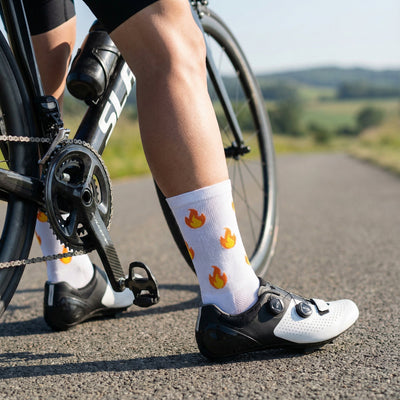 Fietssokken - Vlammen print - Wit - Maat 39 tot 45+