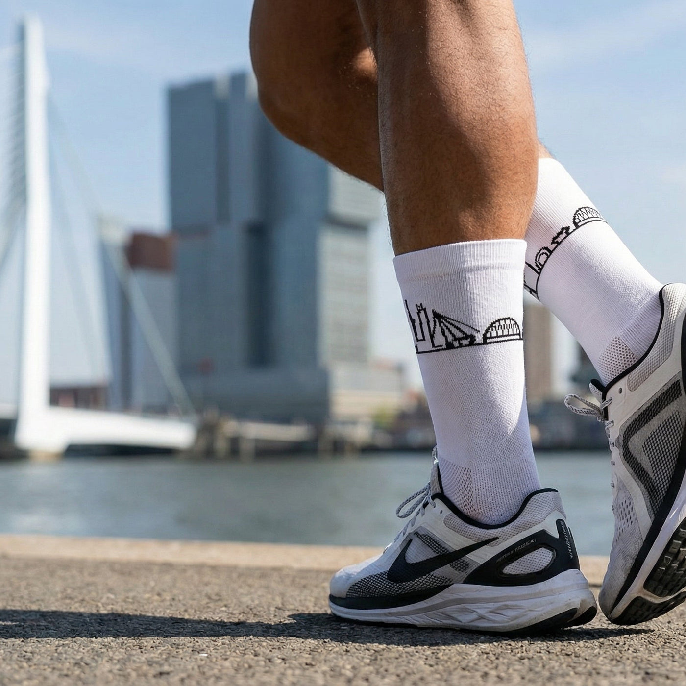 Hardloopsokken - Rotterdam print - Wit - Maat 39 tot 45+