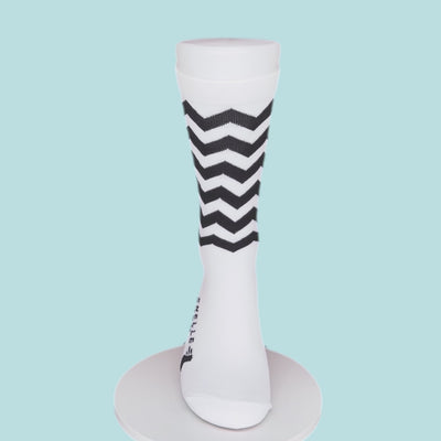 Fietssokken - Wave print - Wit/Zwart - Maat 39 tot 45+
