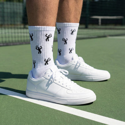 Padelsokken - padelspeler print - Wit - Maat 41 tot 45