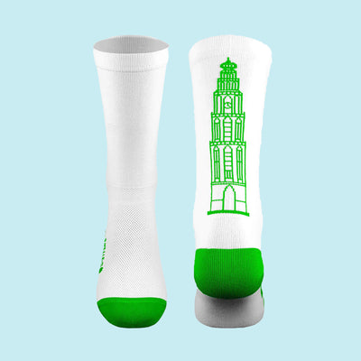 Fietssokken - Groningen Print - Groen/Wit - Maat 39 tot 45+